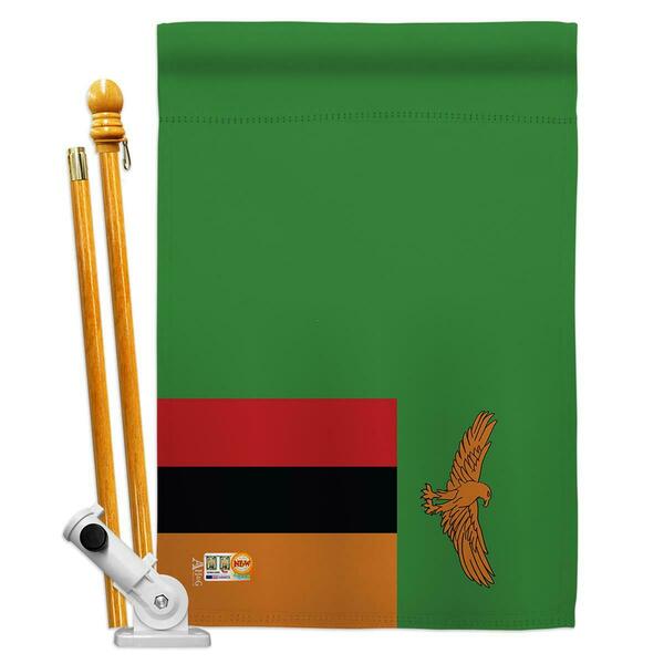 Cosa 28 x 40 in. Zambia Flags of the World Nationality Impressions Decorative Vertical House Flag Set CO4124721